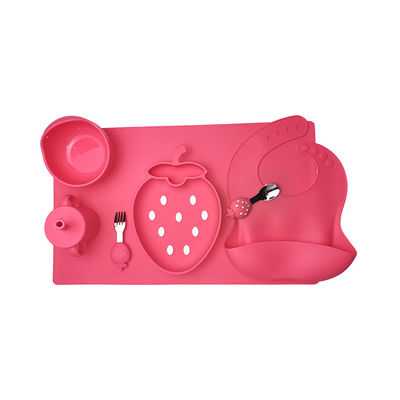 comprare Insieme stabilito d'alimentazione della busbana francese del cucchiaio della ciotola di forma della fragola del bambino libero del silicone di BPA online manufacture