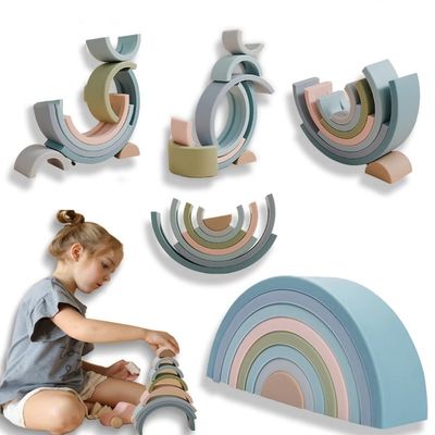 comprare Commestibile libero d'impilamento infantile educativo dell'impilatore del silicone dell'arcobaleno del giocattolo BPA online manufacture