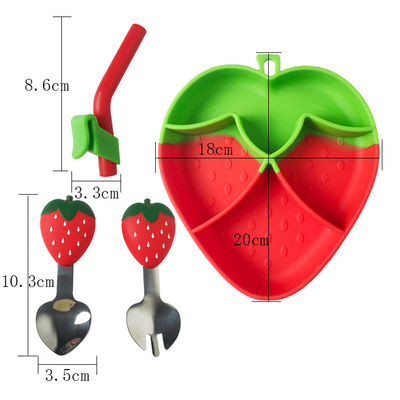 comprare Insieme d'alimentazione BPA del bambino del silicone di progettazione della frutta di MHC ciotola d'alimentazione della fragola libera online manufacture