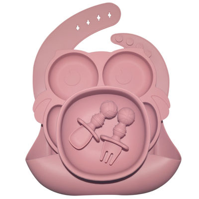 comprare 6 piastrine d'alimentazione del bambino del silicone dei pc con l'alimento non tossico Tray Dishes del cucchiaio della forcella della ciotola della busbana francese della tazza online manufacture