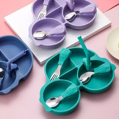 comprare I contenitori di stoccaggio portatili MHC dell'alimento di aspirazione del silicone scherzano la piastrina del bambino con paglia online manufacture