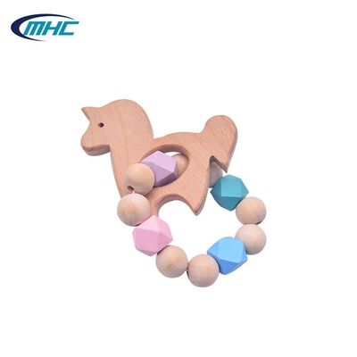 Il legno Teether Diy Pony Shape Easy To Clean fatta a mano del silicone della perla del bambino ha personalizzato
