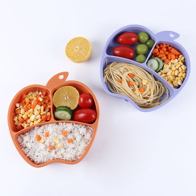 Insieme di Tray Custom Suction Feeding Plate del bambino del silicone di forma di Apple