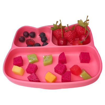 L'OEM della piastrina di aspirazione del silicone ha personalizzato il bambino di Cat Shape Kids Feeding Set del commestibile