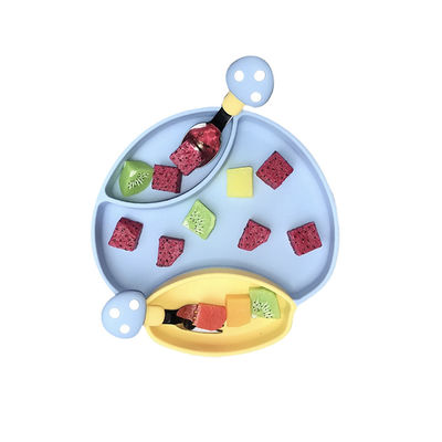 Bambino durevole Tray Feeding Plate With Spoon del silicone di sicurezza e forcella