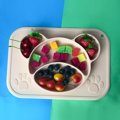 Il bambino stabilito d'alimentazione su misura del silicone di forma dell'orso placca Bpa libero