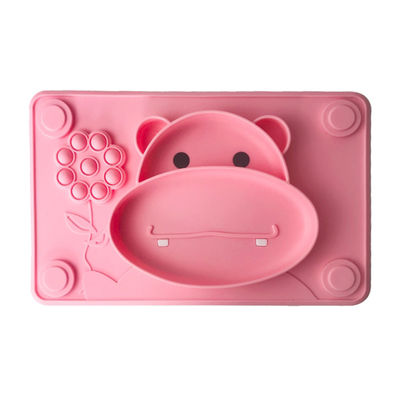 Piastrina d'alimentazione libera rosa di aspirazione di Tray Food Grade Cow Shape BPA del bambino del silicone