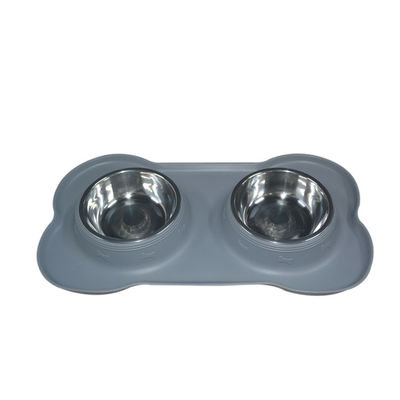 I doppi rifornimenti dell'animale domestico del silicone del pacchetto hanno personalizzato Logo Dog Pet Feeding Bowls
