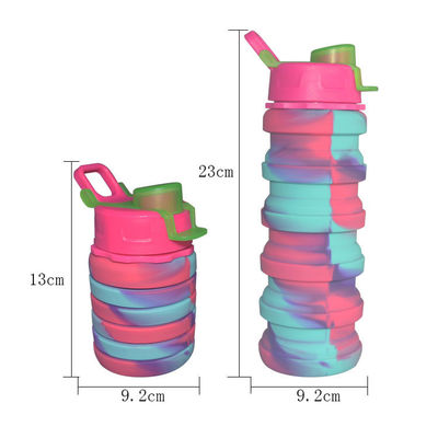 Bottiglia bevente 500ml su misura pieghevole del multi di colori silicone di sport