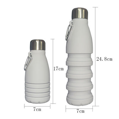 Bottiglie di acqua riutilizzabili biodegradabili pieghevoli 550ml Grey Customized del silicone