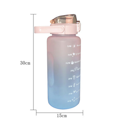 Bottiglia di acqua di logo su misura bottiglia di acqua unisex 2000ml del silicone di sport con paglia