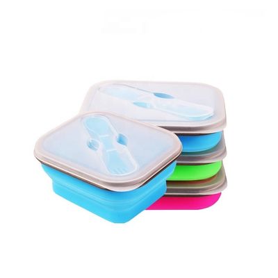 Contenitore su misura pieghevole del silicone di stoccaggio dell'alimento della scatola di pranzo del silicone riutilizzabile
