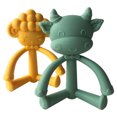 Bambino su ordinazione Teether del silicone del fumetto, mucca di formazione lnfant dello spazzolino da denti del silicone del commestibile e forme delle pecore