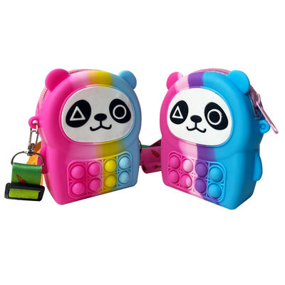 Panda Shaped Silicone Rainbow Pop giocattolo della borsa MHC della chiusura lampo nuovo
