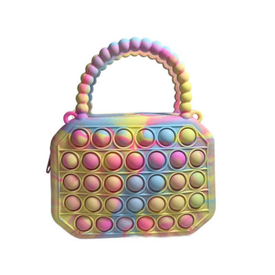 Borsa a tracolla del silicone dell'arcobaleno, prodotti sensoriali del silicone del bambino dei giocattoli dei bambini