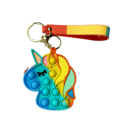 Giocattoli di irrequietezza del silicone dei bambini del ODM dell'OEM, arcobaleno Unicorn Popper Purse