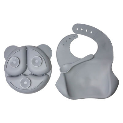 Dimensioni su misura stabilite d'alimentazione Grey Bear Shape 3Pcs del silicone del padellame del bambino del piatto dell'alimento