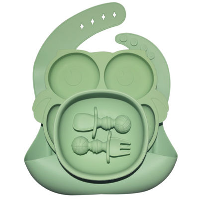 6 piastrine d'alimentazione del bambino del silicone dei pc mette con le stoviglie del cucchiaio MHC della forcella della busbana francese della tazza non tossico