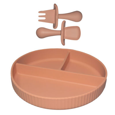 MHC utensili da tavola set di alimenti per bambini in silicone piatto forchetta e cucchiaio per bambini piccoli