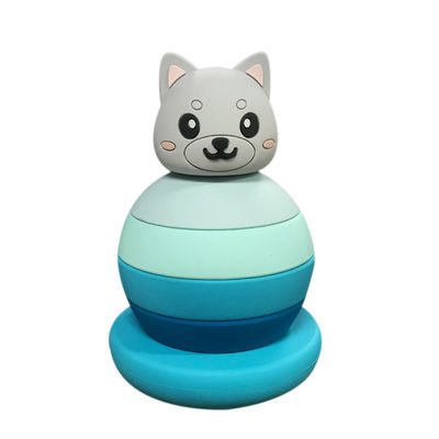 Animali Torre di impilamento in silicone Blocchi di costruzione didattici Giocattoli per bambini di 3 anni