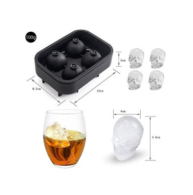 MHC Grado alimentare 4 Tasti a cubo di ghiaccio a cavità Tasti a cubo di ghiaccio a silicone Stampo frigorifero flessibile Stampi di torte sicure