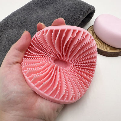 Logo personalizzato Ellisse Massaggiatore rosa Spazzola Scalp Spazzola di silicone schiena Spazzole da bagno Scrubber