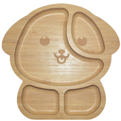 MHCsilicon Bambù piatto per bambini BPA libero suczione divisa Cucina alimenti in legno posate in bambù