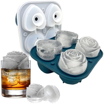 Strumenti per torte Tipo Stampi Personalizzazione Dimensione cartone Fiore Ice Cube vassoi con coperchio e cestino